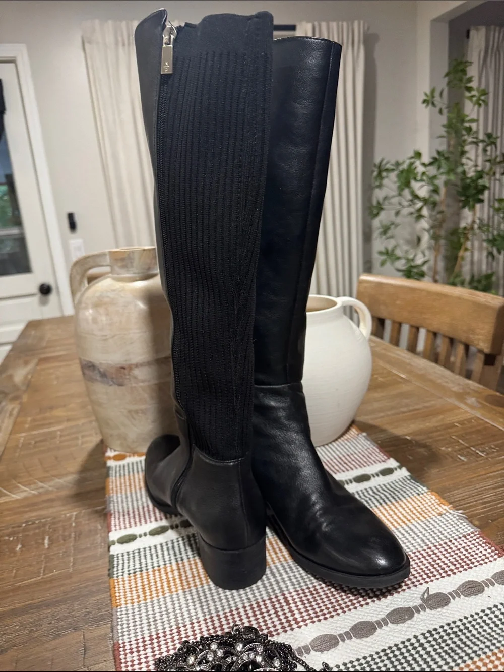 Kenneth Cole Black Over-the-Knee Leather Boots